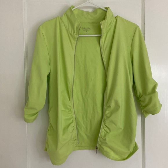 Calvin Klein Scrunched Lime Green Zip Up Sweatshirt - Picture 7 of 16